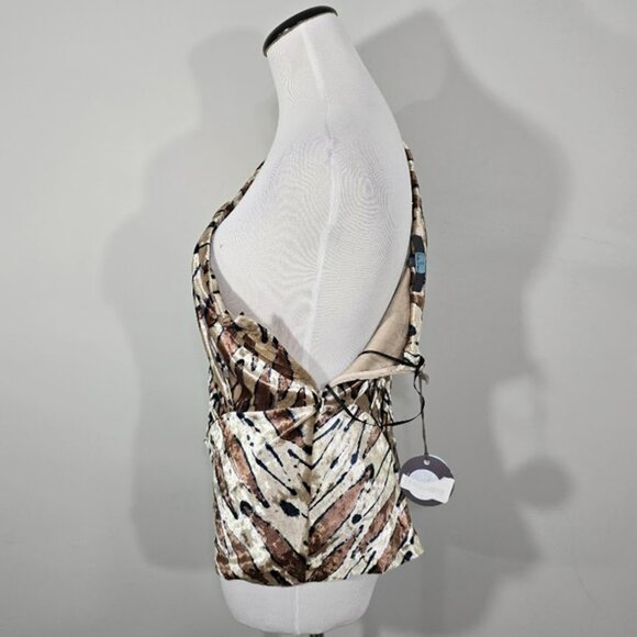 Nwt Eva Franco Glamorous One Shoulder Top Abstract Crushed Velvet Blouse Size 4 - Picture 9 of 15